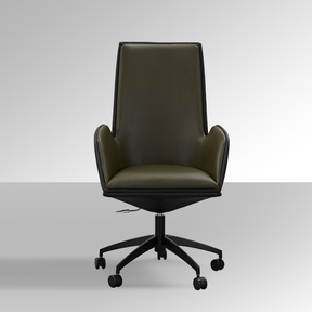 Imperial High Office Chair - Black/Olive Green Faux Leather - Office Chair Olive Green BUBULAND HOME