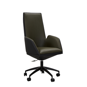 Imperial High Office Chair - Black/Olive Green Faux Leather - Office Chair Olive Green BUBULAND HOME