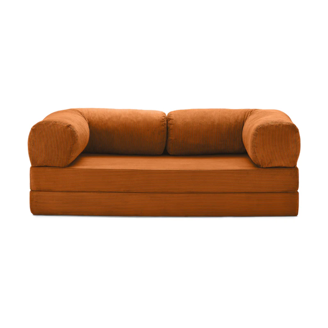 Belle Convertible Sofa Bed - Burnt Orange Corduroy - sofa 2 Seater / Burnt Orange BUBULAND HOME