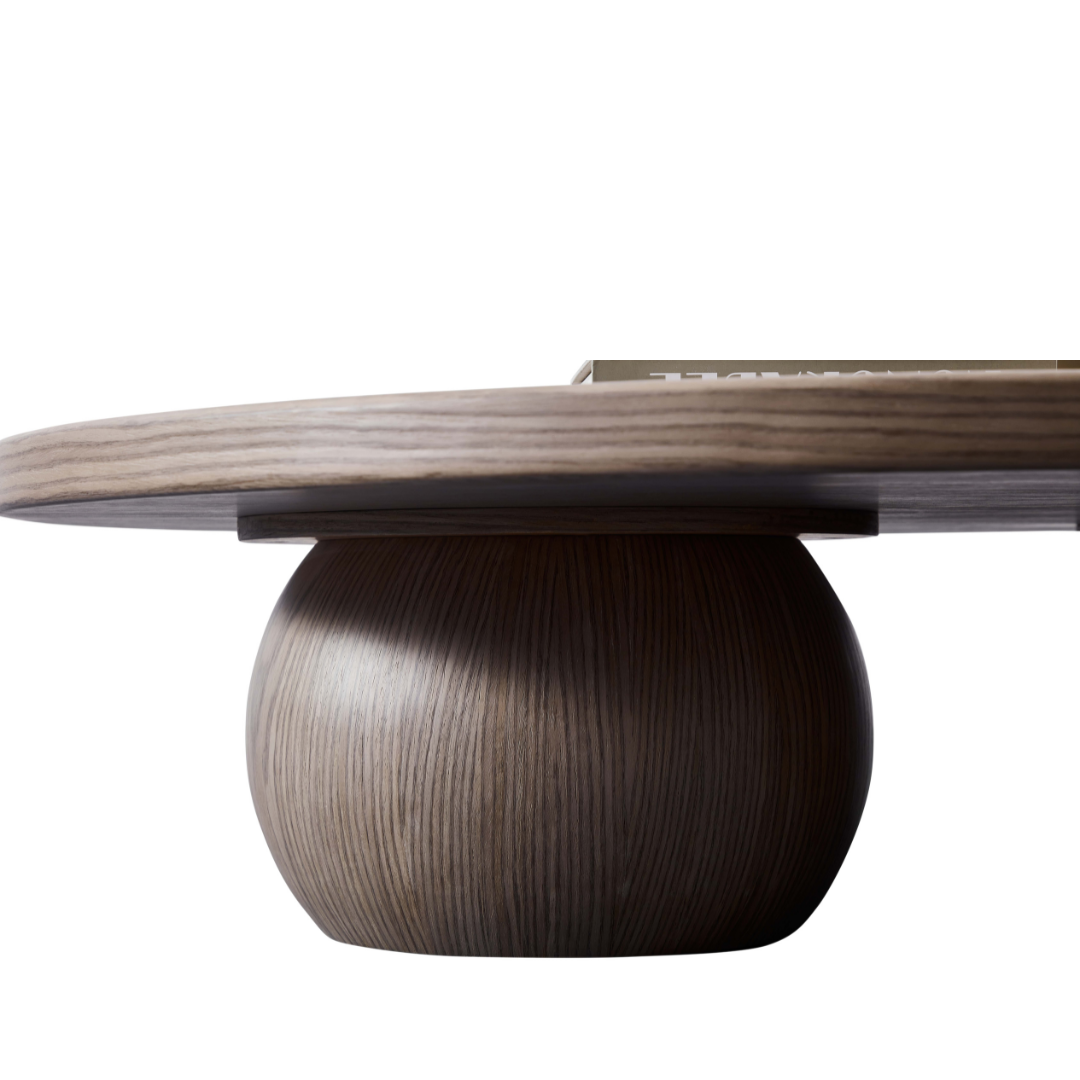 Orb Timber Coffee Table - Sphere Base Detail