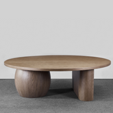 Orb  Timber Dining Table Front View in Grey Floor Room Setting