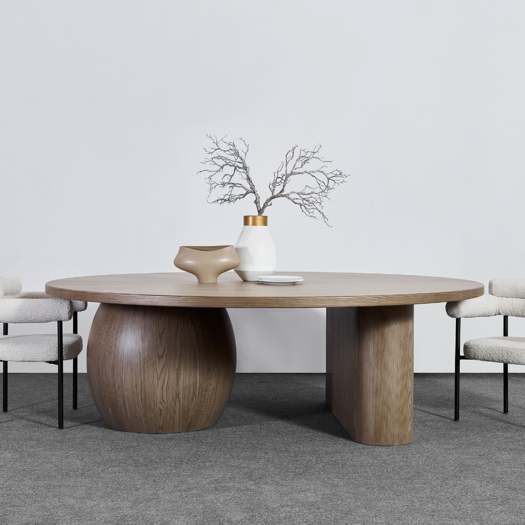 Orb Timber Dining Table - Brown - 230cm BUBULAND HOME