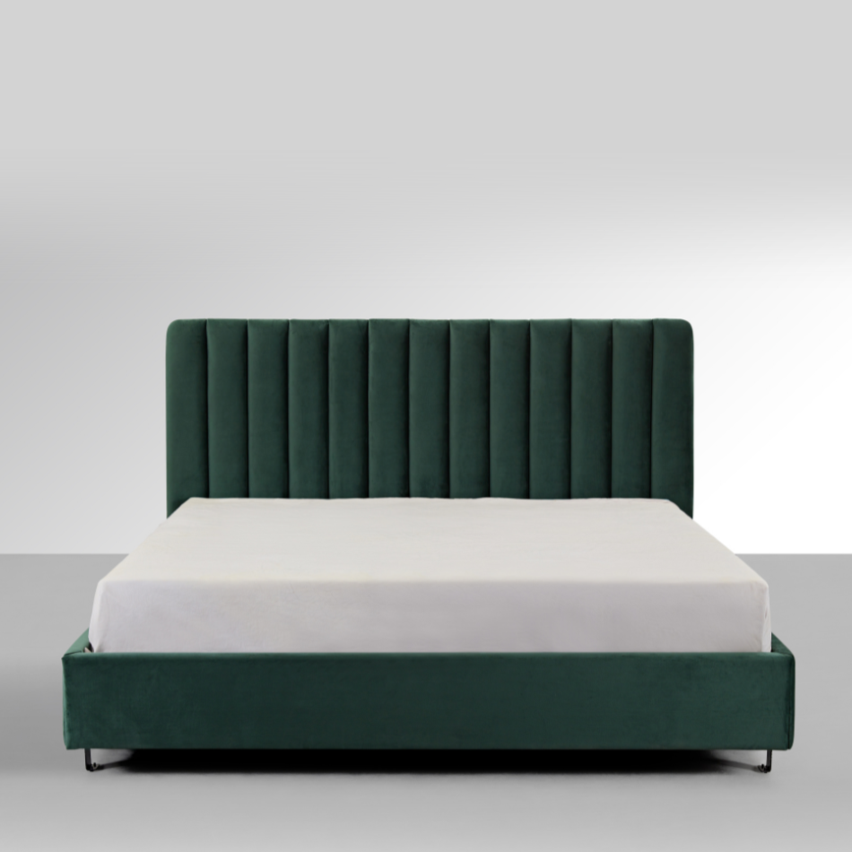 Paddington Vertical Panelled Bed - Green Velvet BUBULAND HOME