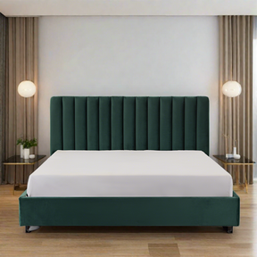 Paddington Vertical Panelled Bed - Green Velvet BUBULAND HOME