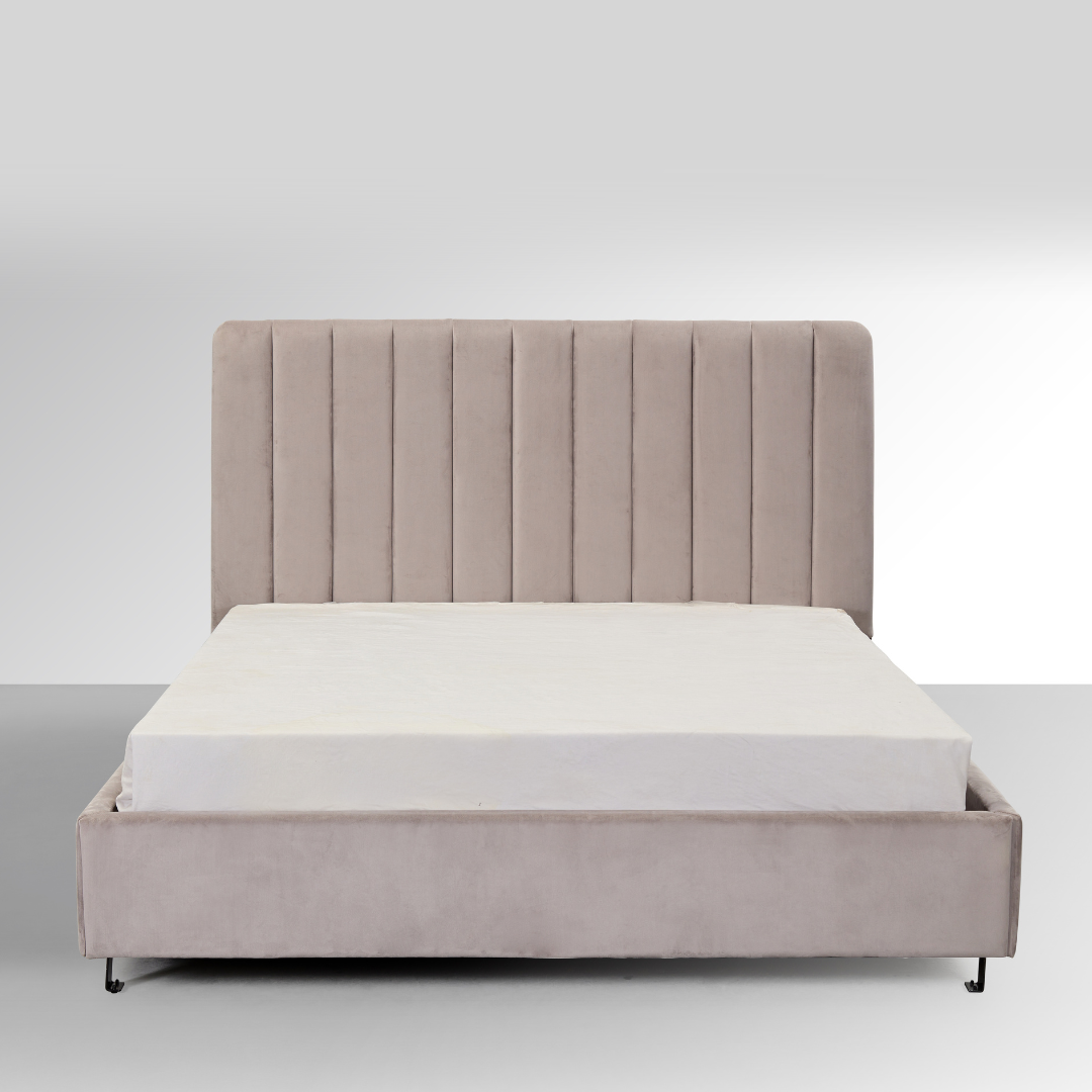 Paddington Vertical Panelled Bed - Light Grey Velvet BUBULAND HOME