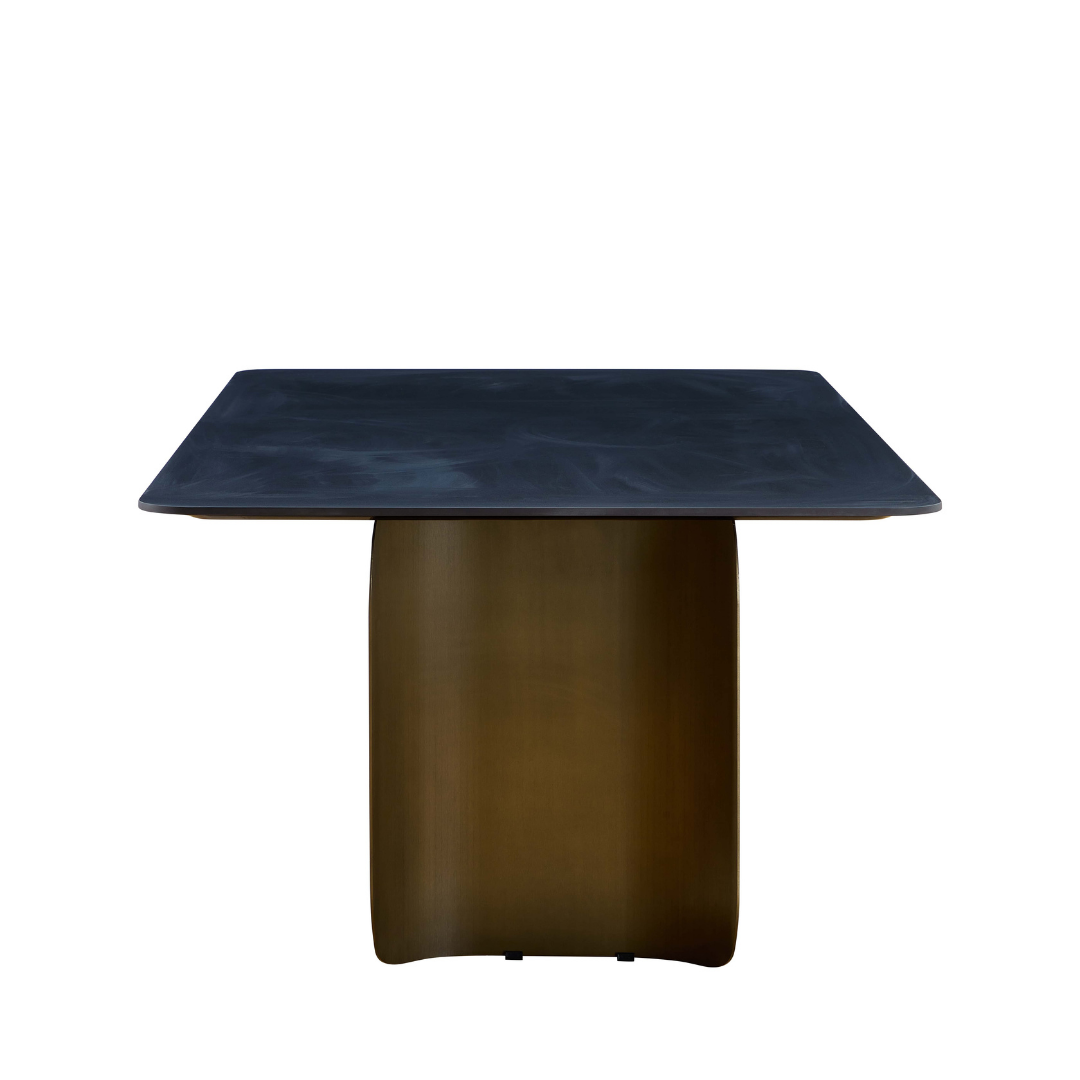 Pierre Sintered Stone & Brass Dining Table - Grey & Brass BUBULAND HOME