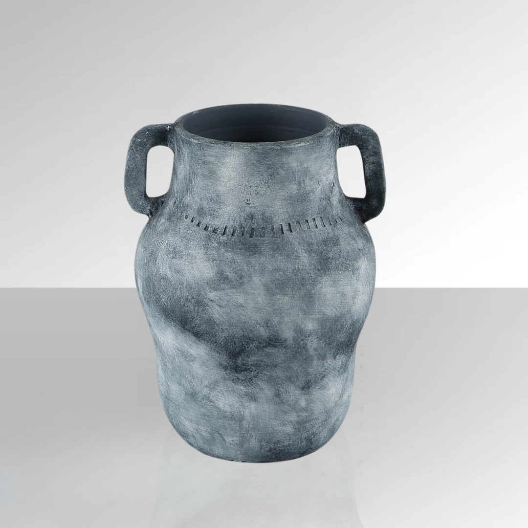 Blue-Grey Handle Ceramic Vase