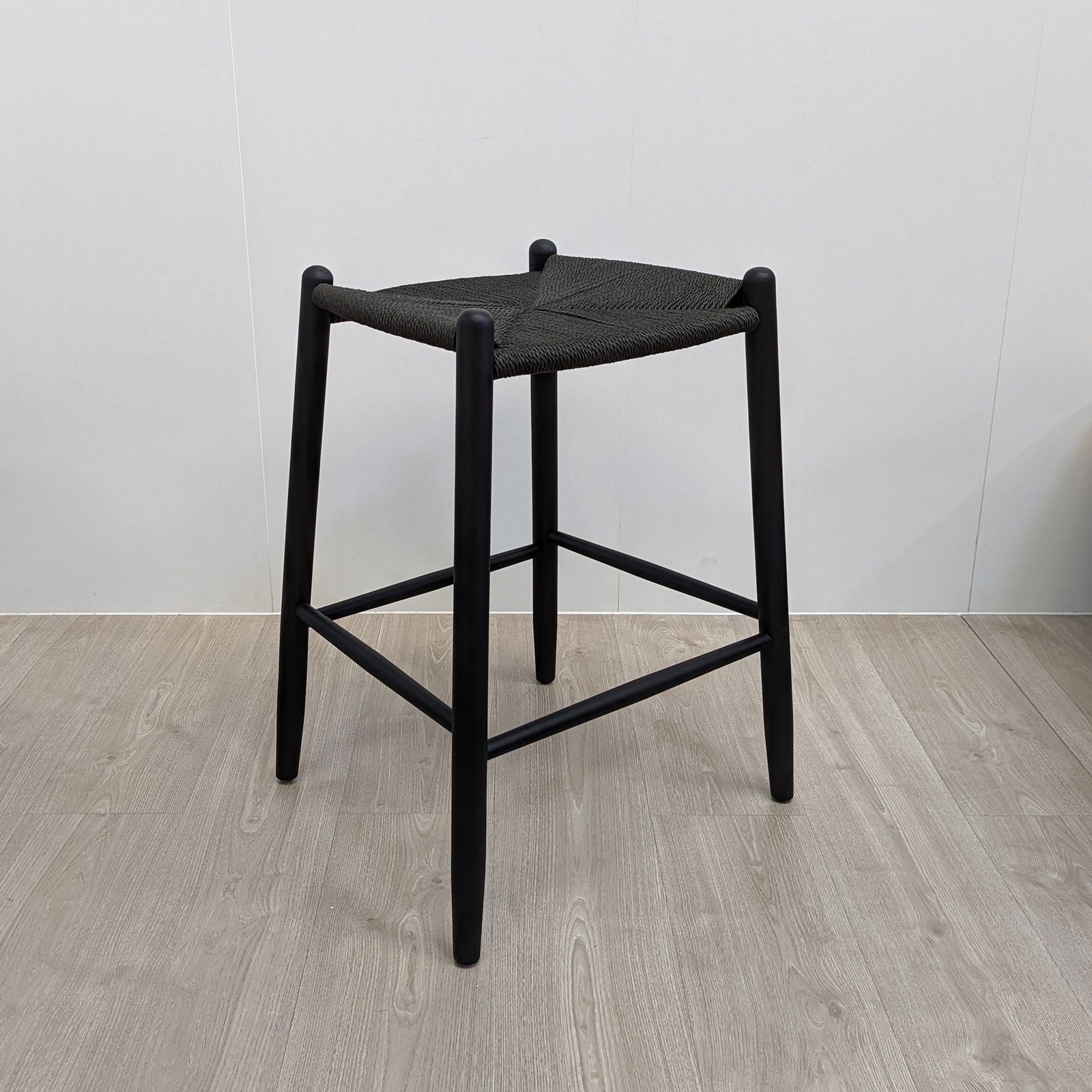 Rattan Stackable Bar Stool - Black | Set of 2 BUBULAND HOME
