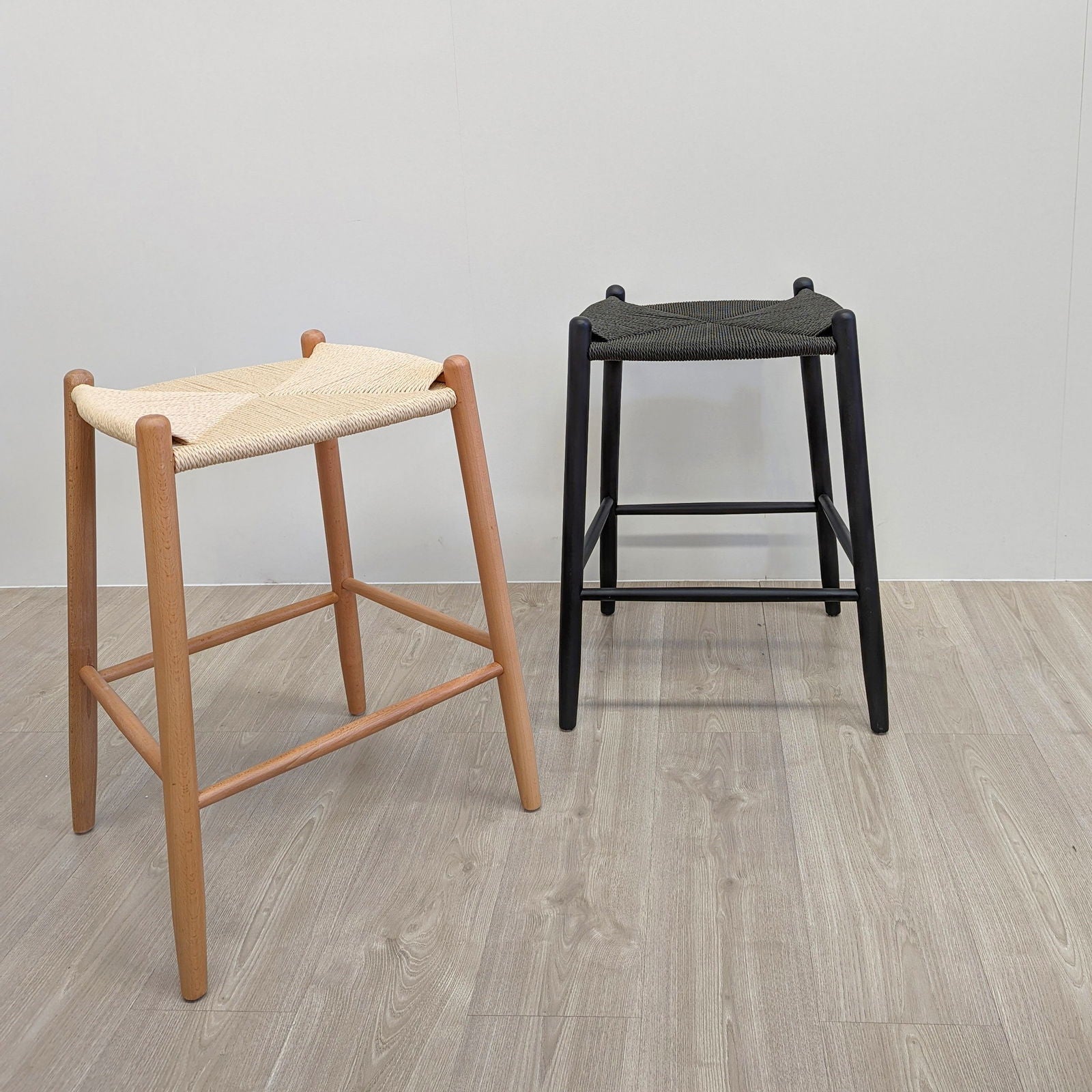 Rattan Stackable Bar Stool - Black | Set of 2 BUBULAND HOME