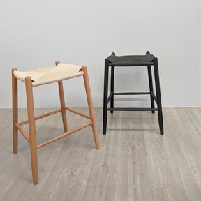 Rattan Stackable Bar Stool - Black | Set of 2 BUBULAND HOME