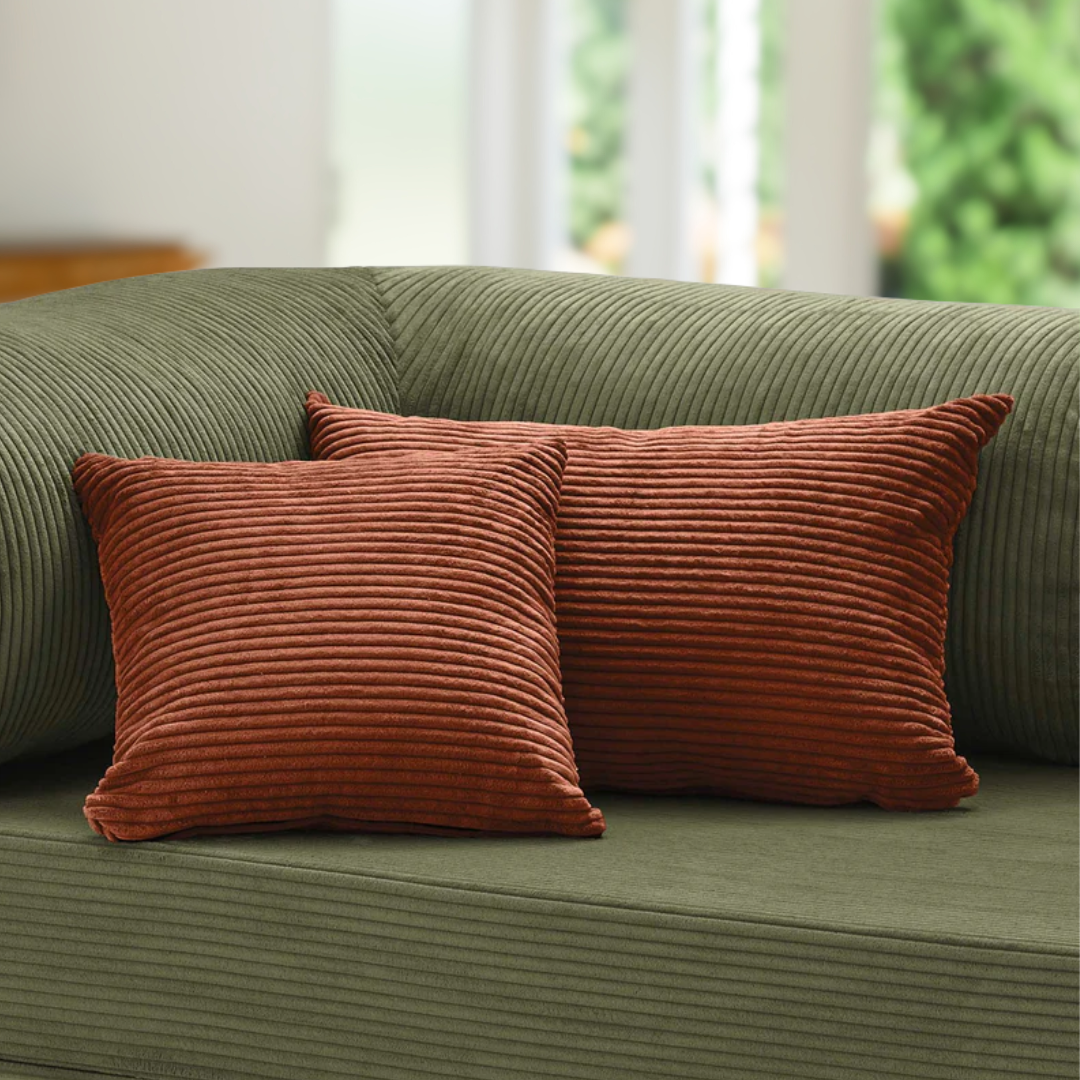 Belle Square and Rectangle Cushion - Burnt Orange Corduroy