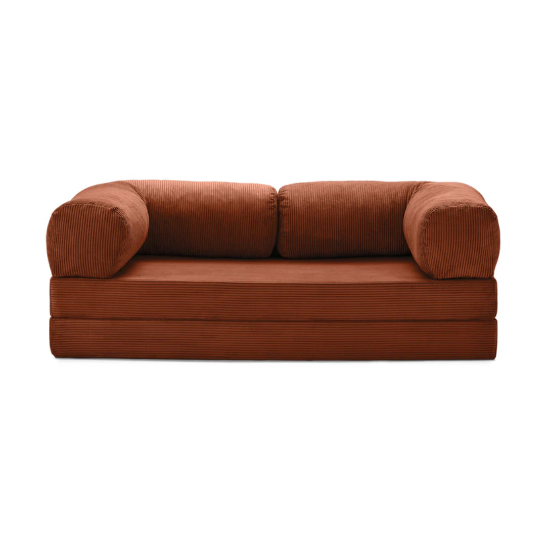 Belle Convertible Sofa Bed - Burnt Orange Corduroy - sofa 2 Seater / Rusty Red BUBULAND HOME