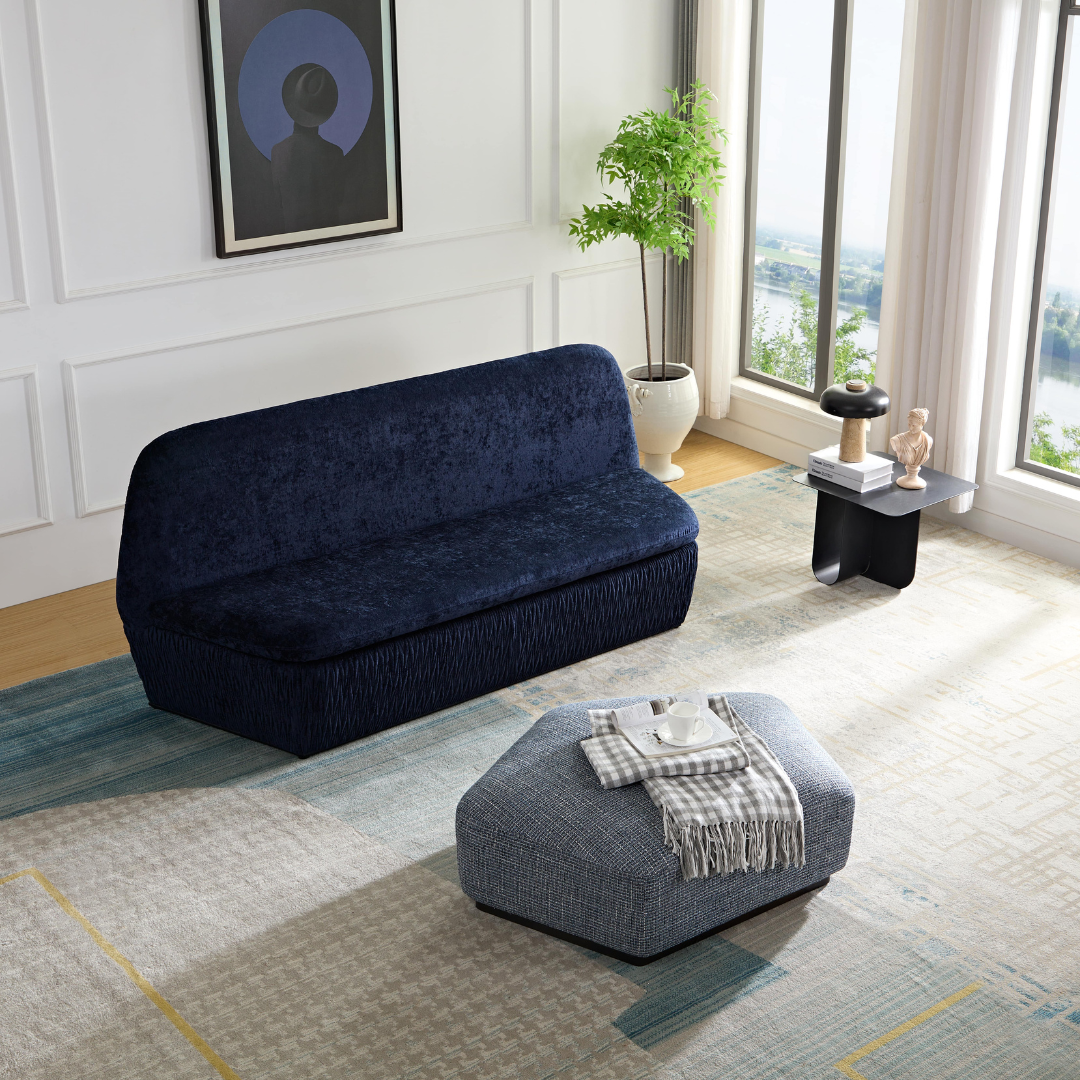Seabed Storage Sofa on Angled Top View in  Room Setting