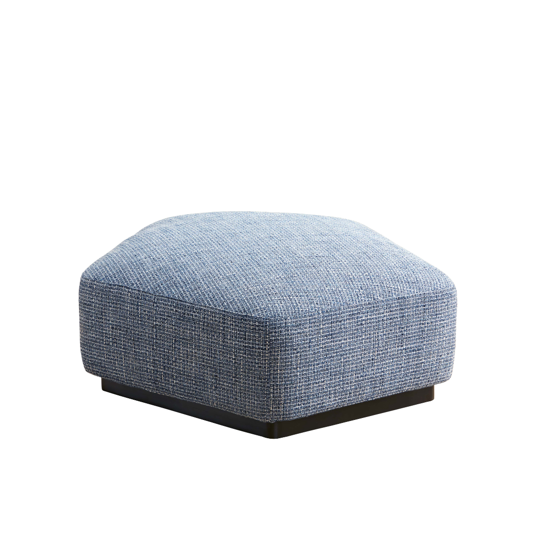Seastar Ottoman - Blue on Angled Side View in White Background