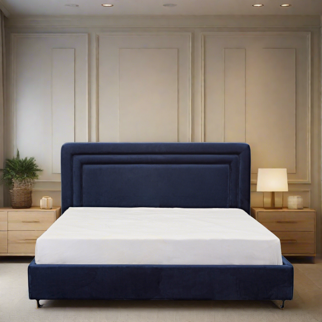 Space Bed - Navy Blue Velvet - BUBULAND HOME