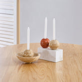 Sphere Travertine Candle Holder - Homewares Sand BUBULAND HOME