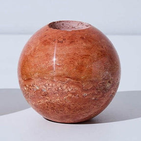 Sphere Travertine Candle Holder - Homewares Sand BUBULAND HOME