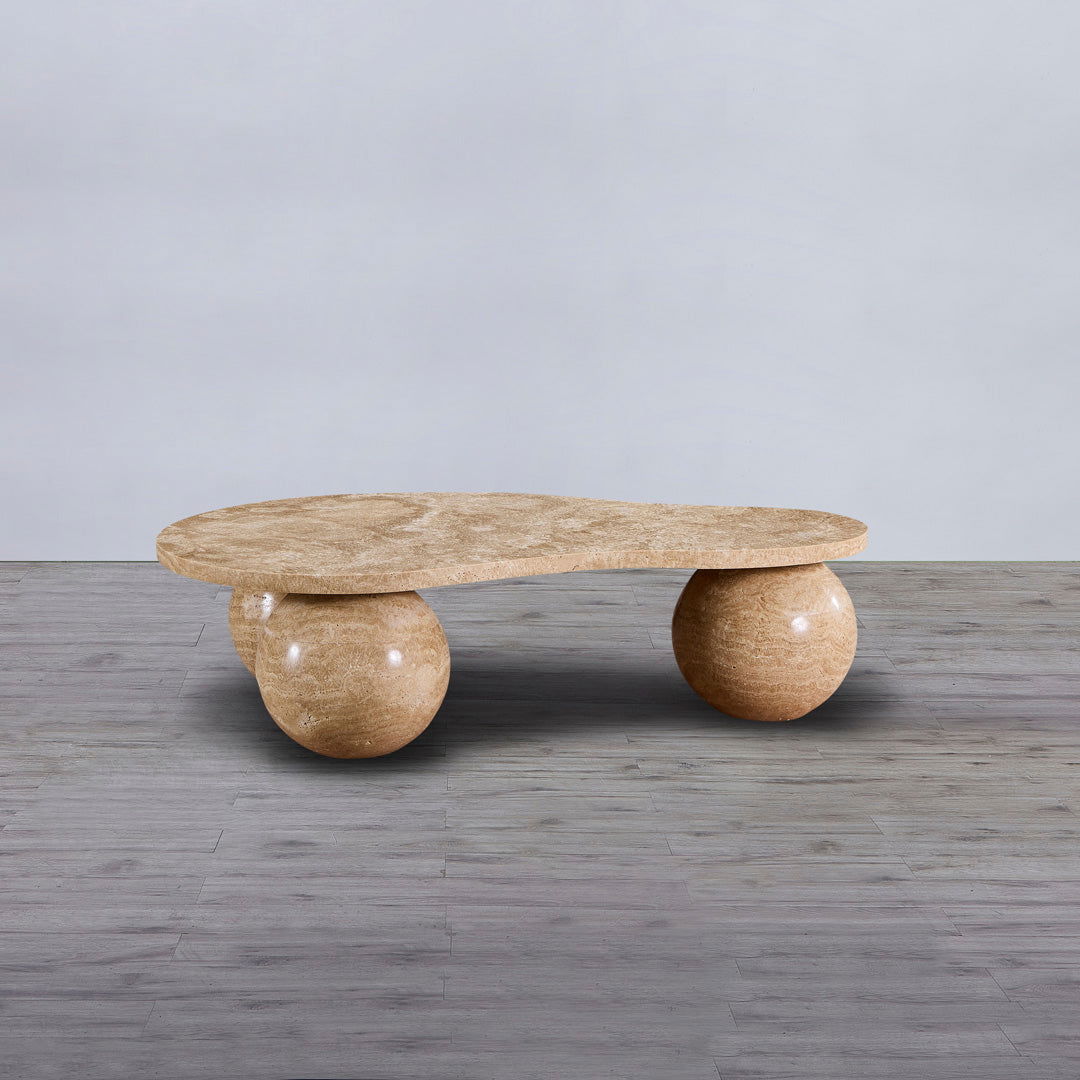 Sphere Travertine Coffee Table - BUBULAND HOME