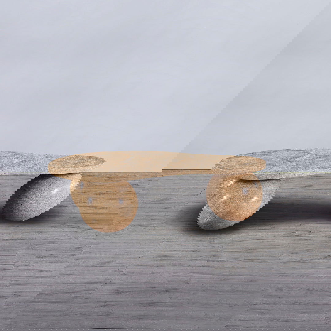 Sphere Travertine Coffee Table BUBULAND HOME