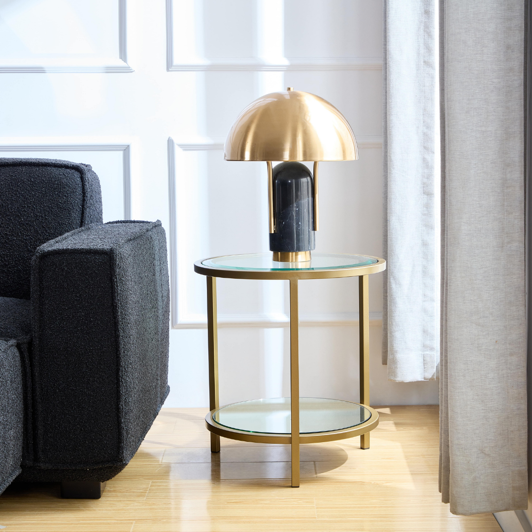 Stella Glass & Brass Side Table BUBULAND HOME