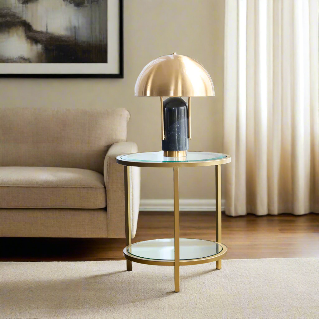 Stella Glass & Brass Side Table BUBULAND HOME