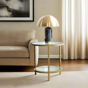 Stella Glass & Brass Side Table BUBULAND HOME