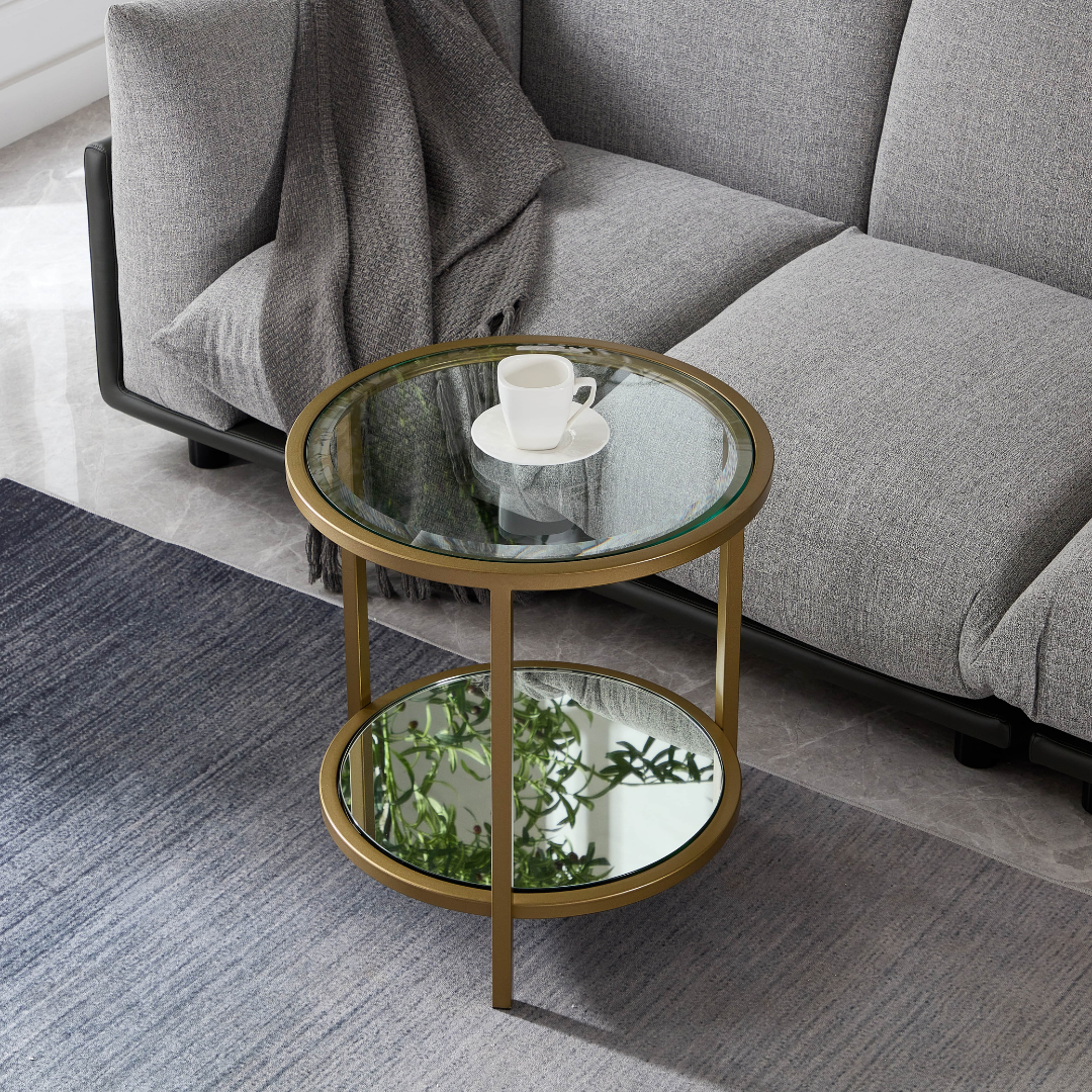 Stella Glass & Brass Side Table BUBULAND HOME