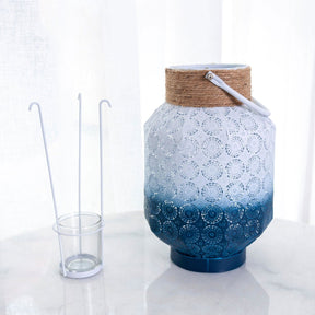 Summer Beach Lantern - Light Blue and Navy - Homewares White/Navy BUBULAND HOME