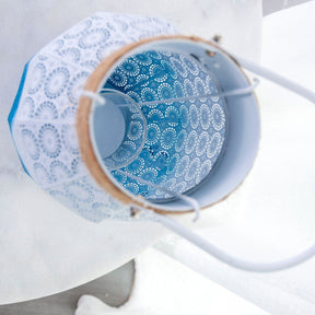 Summer Beach Lantern - Light Blue and Navy - Homewares White/Light Blue BUBULAND HOME