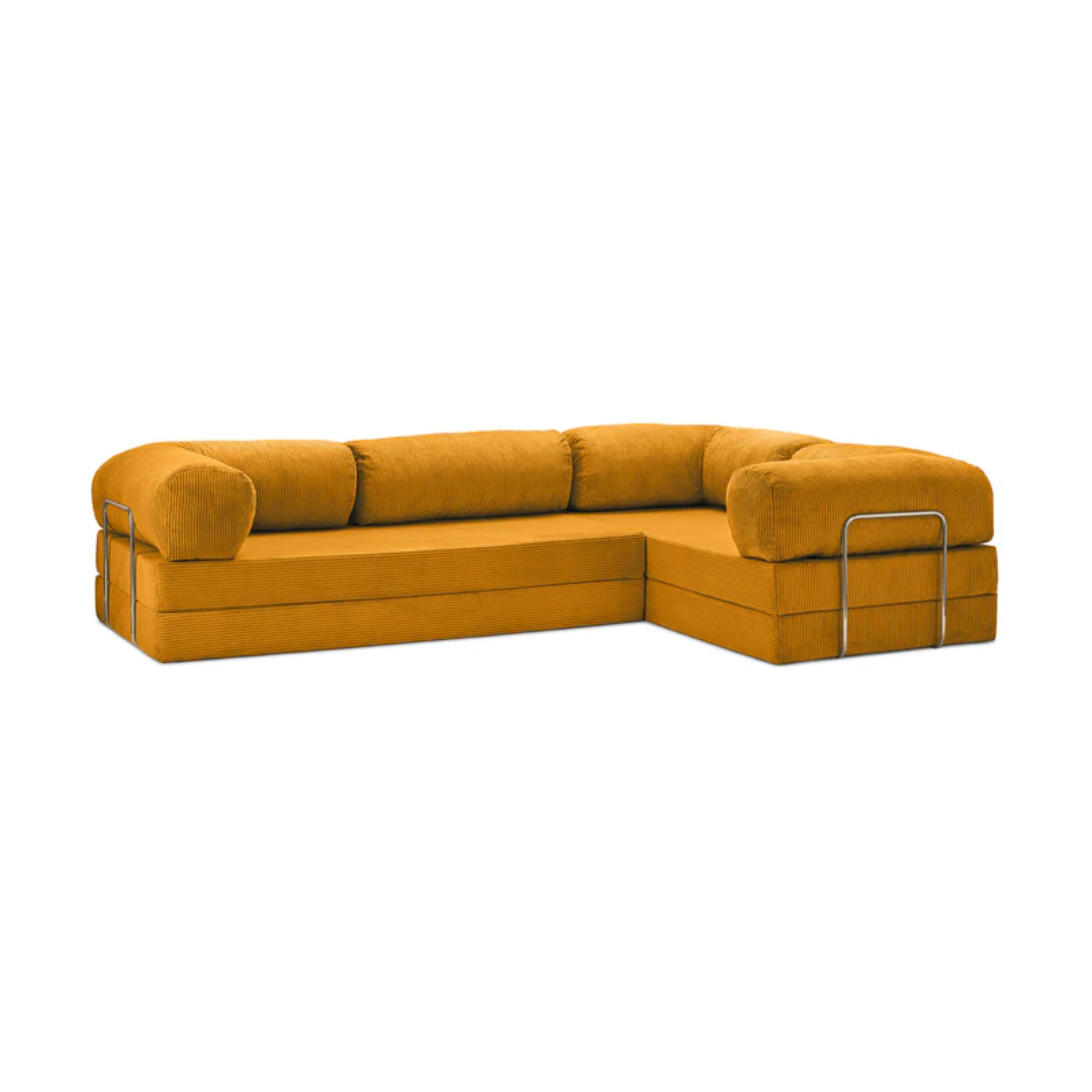 Belle Convertible L-Shaped Modular Sofa Bed - Corduroy BUBULAND HOME