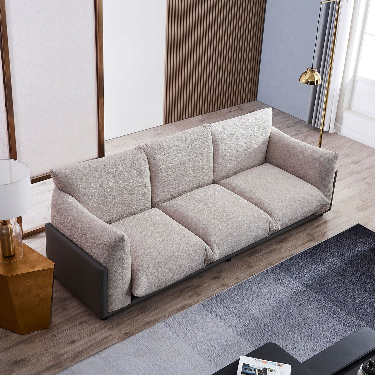 The Puff 3 Seater Boucle Sofa - Dove Grey - BUBULAND HOME