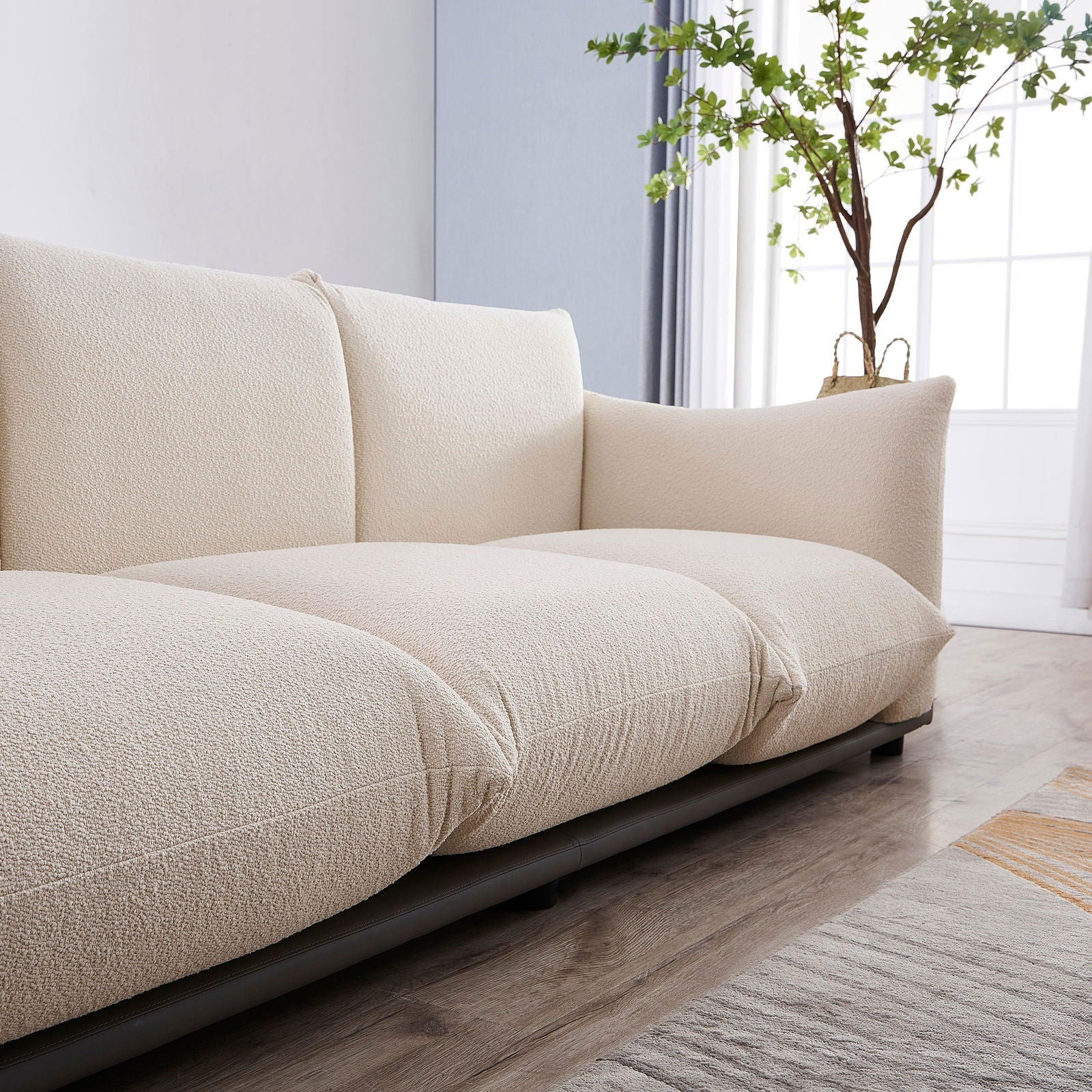 The Puff 3 Seater Boucle Sofa - Natural White BUBULAND HOME