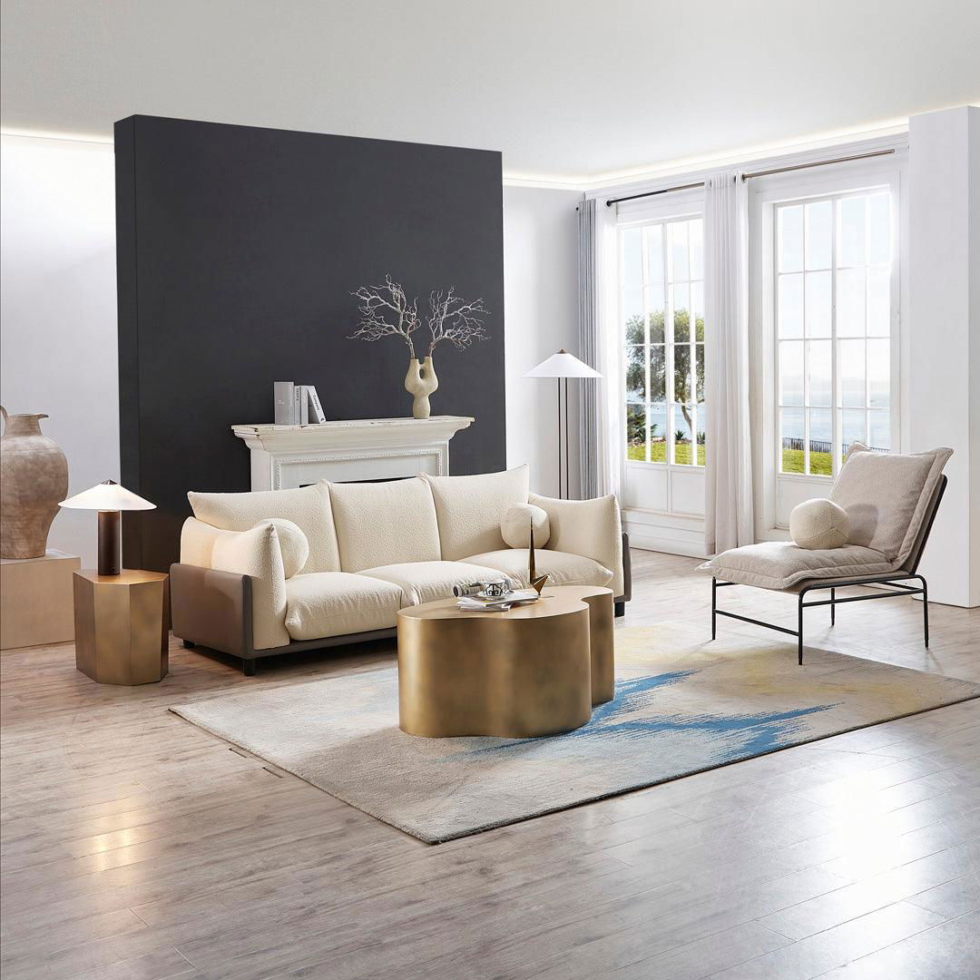 The Puff 3 Seater Boucle Sofa - Natural White BUBULAND HOME