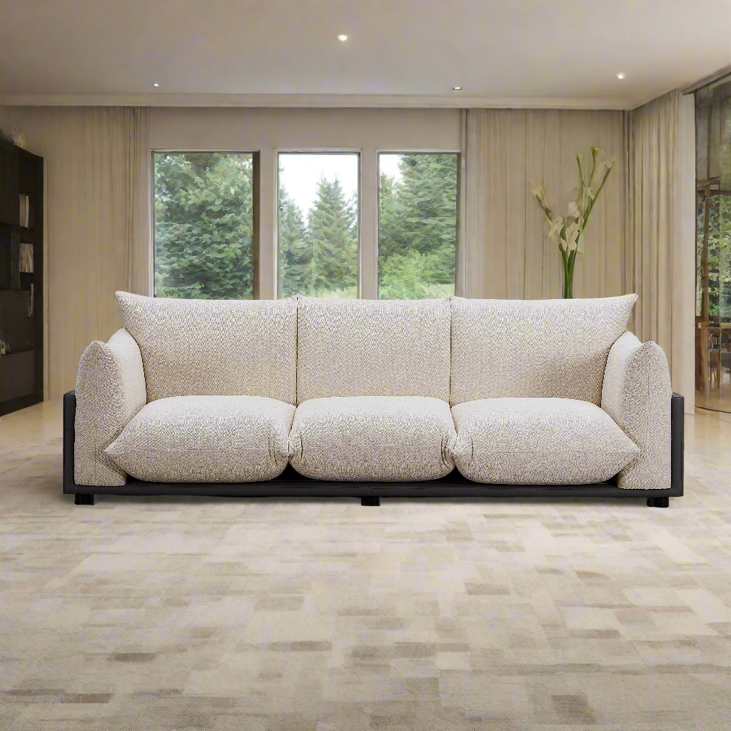 The Puff 3 Seater Boucle Sofa - Natural White BUBULAND HOME