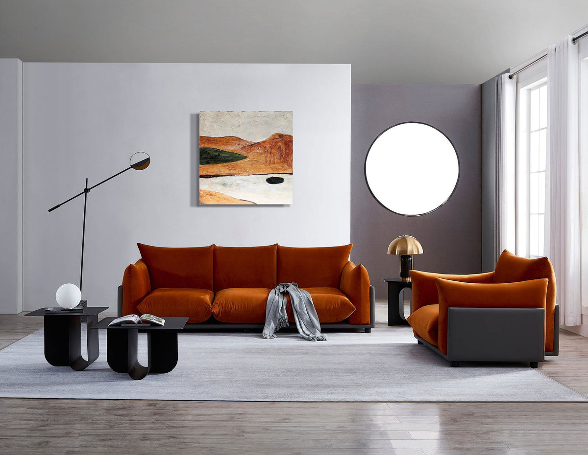 The Puff 3 Seater Velvet Sofa - Burnt Orange BUBULAND HOME