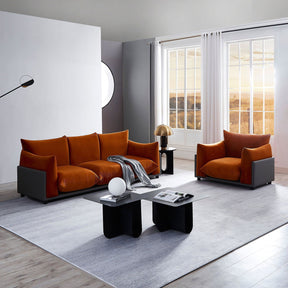 The Puff 3 Seater Velvet Sofa - Burnt Orange BUBULAND HOME
