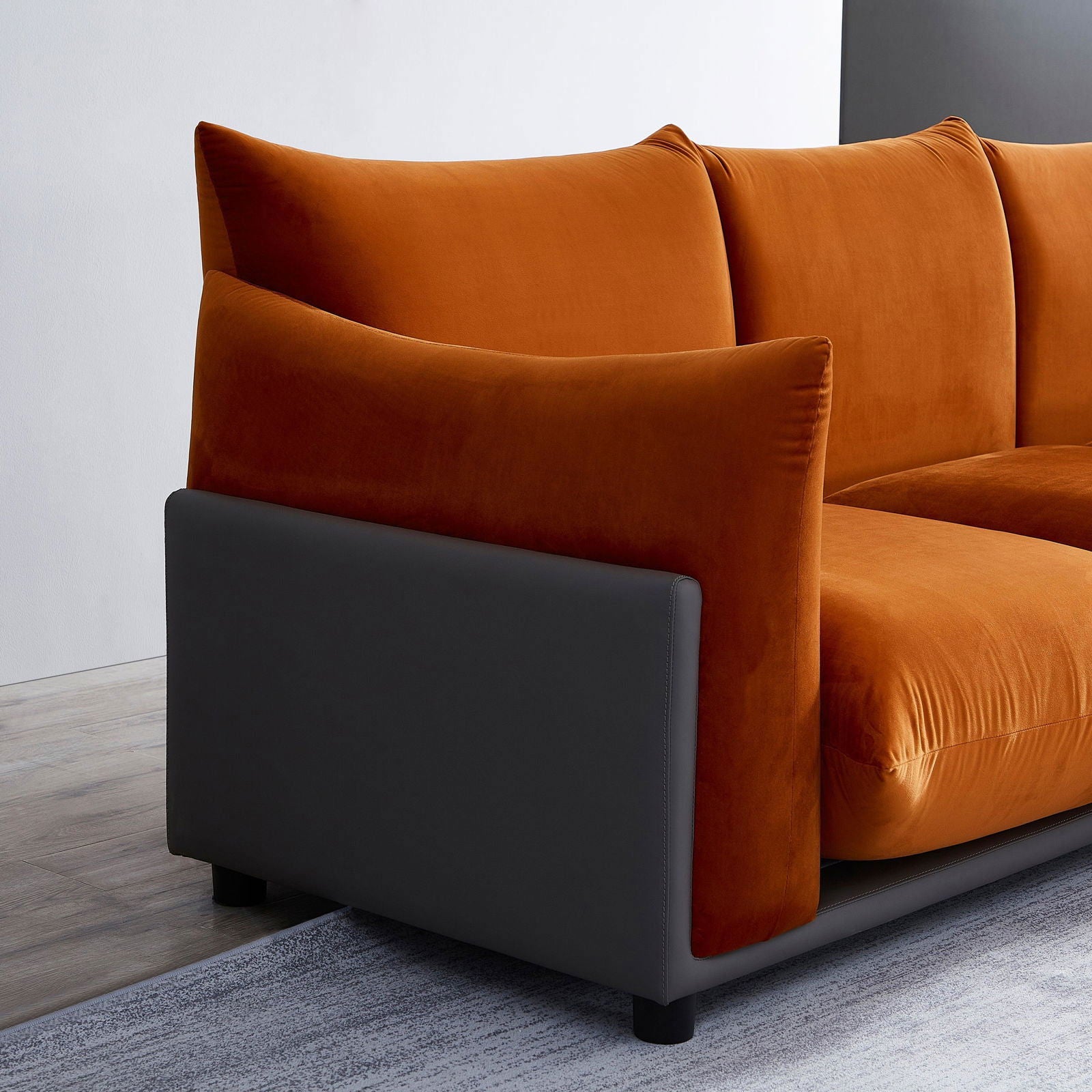 The Puff 3 Seater Velvet Sofa - Burnt Orange BUBULAND HOME