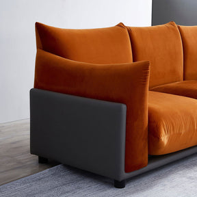 The Puff 3 Seater Velvet Sofa - Burnt Orange BUBULAND HOME