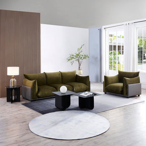 The Puff 3 Seater Velvet Sofa - Moss Green BUBULAND HOME