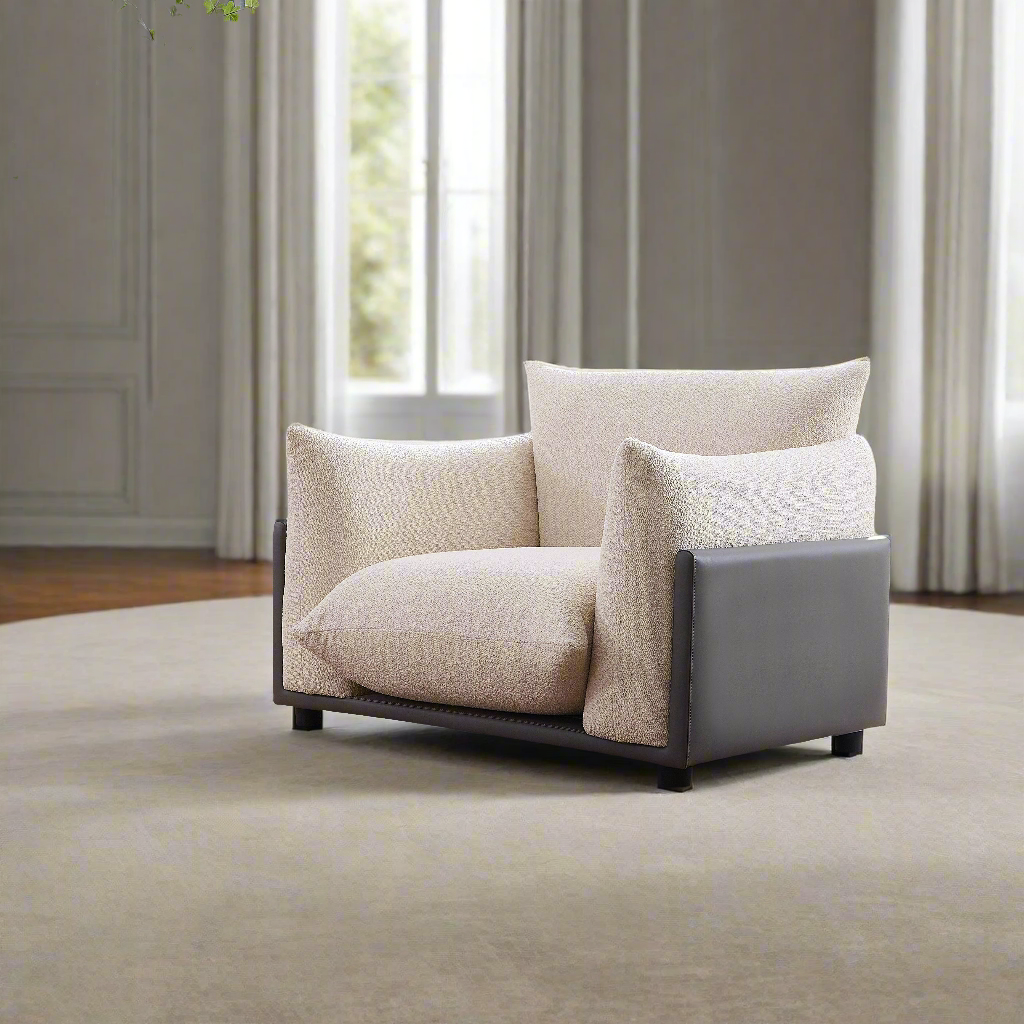 The Puff Boucle Occasional Chair - Natural White BUBULAND HOME