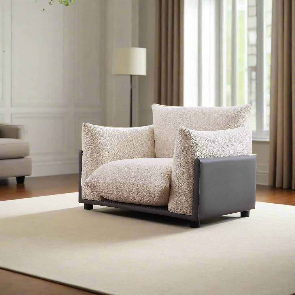 The Puff Boucle Occasional Chair - Natural White BUBULAND HOME