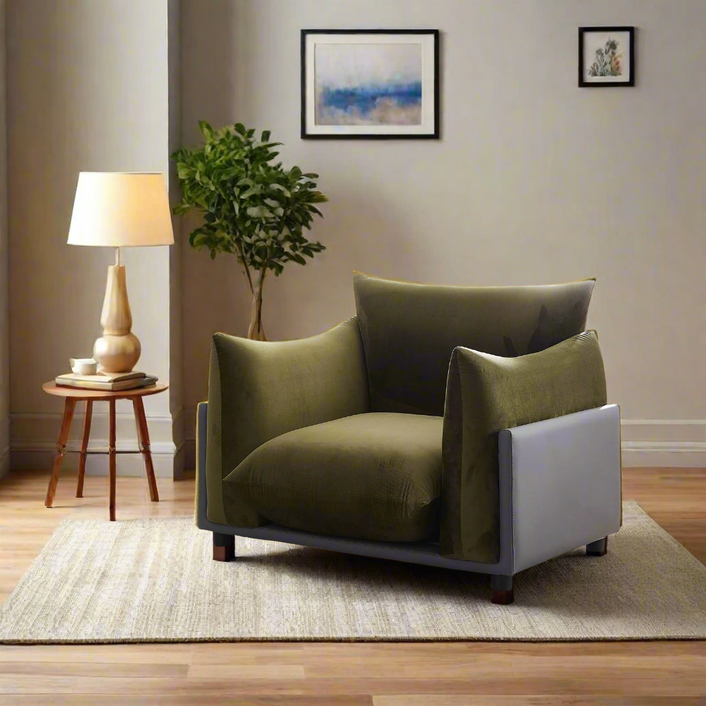 The Puff Velvet Occasional Chair - Moss Green BUBULAND HOME