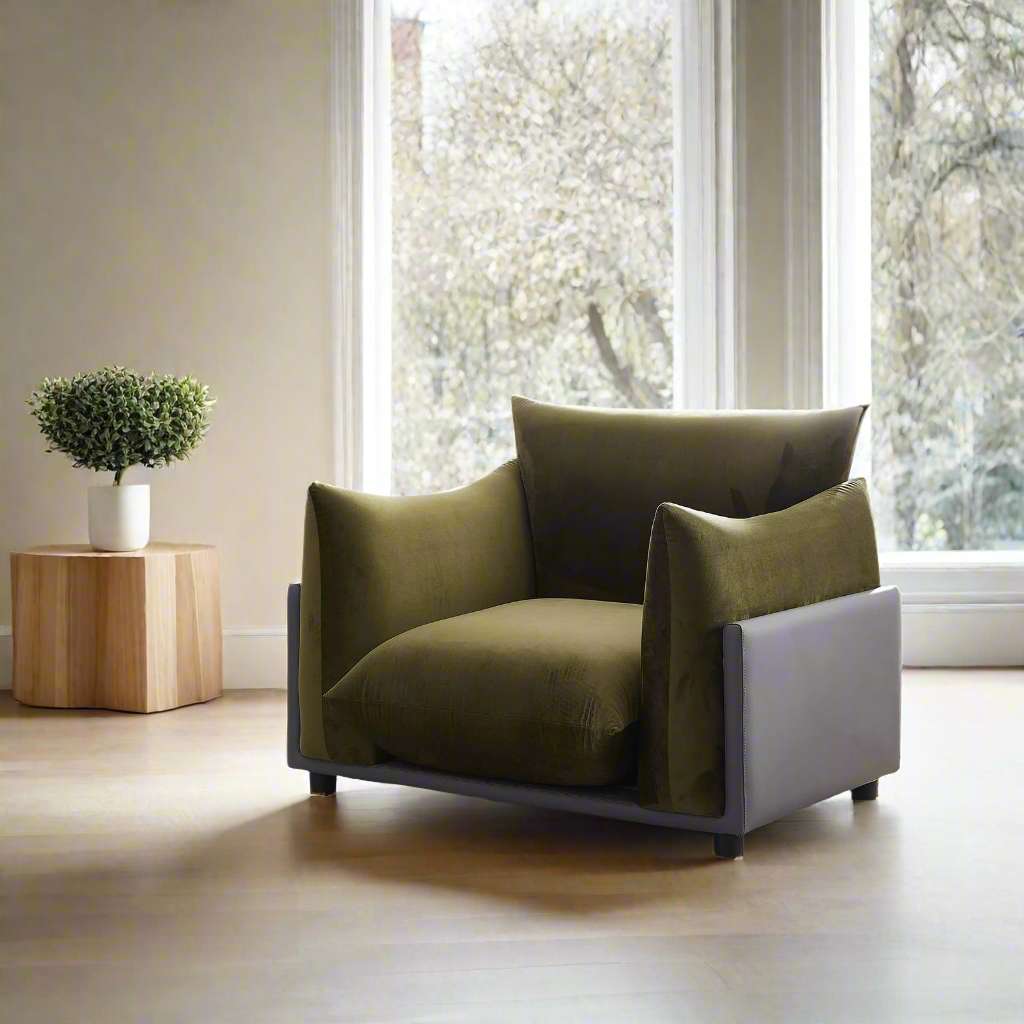 The Puff Velvet Occasional Chair - Moss Green BUBULAND HOME