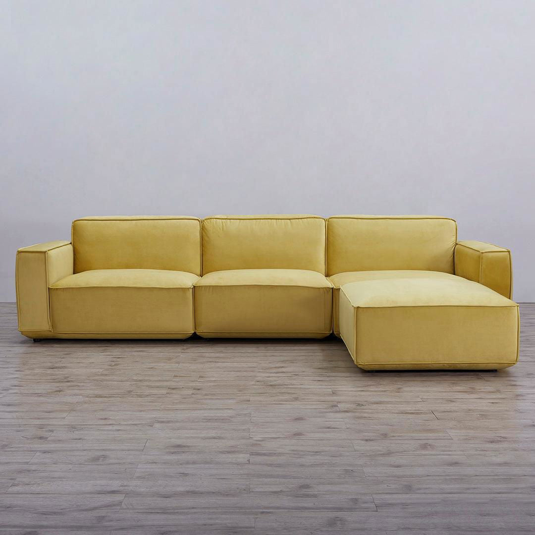 Tofu Modular Velvet Sofa - Mustard Yellow BUBULAND HOME