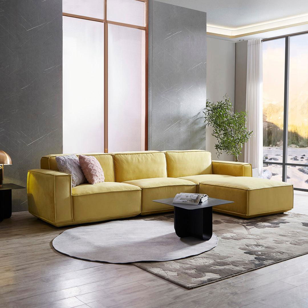 Tofu Modular Velvet Sofa - Mustard Yellow BUBULAND HOME