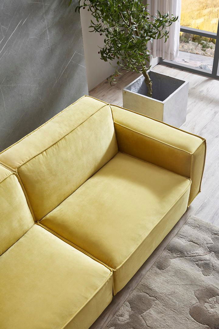 Tofu Modular Velvet Sofa - Mustard Yellow BUBULAND HOME