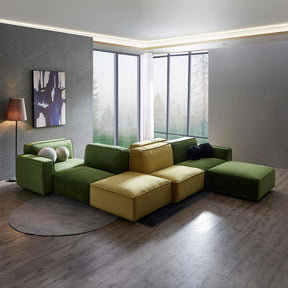 Tofu Modular Velvet Sofa - Mustard Yellow BUBULAND HOME