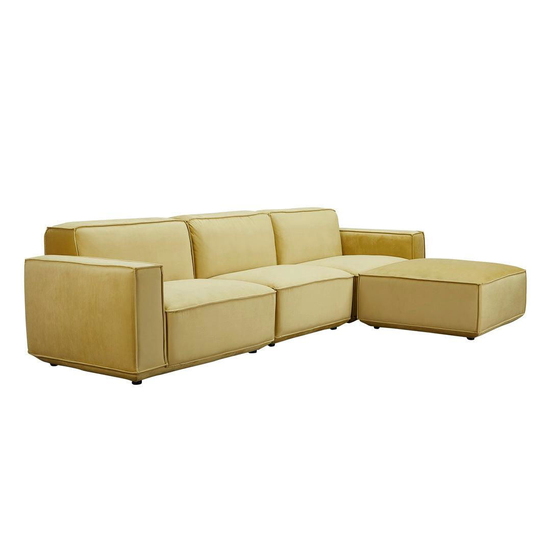 Tofu Modular Velvet Sofa - Mustard Yellow BUBULAND HOME
