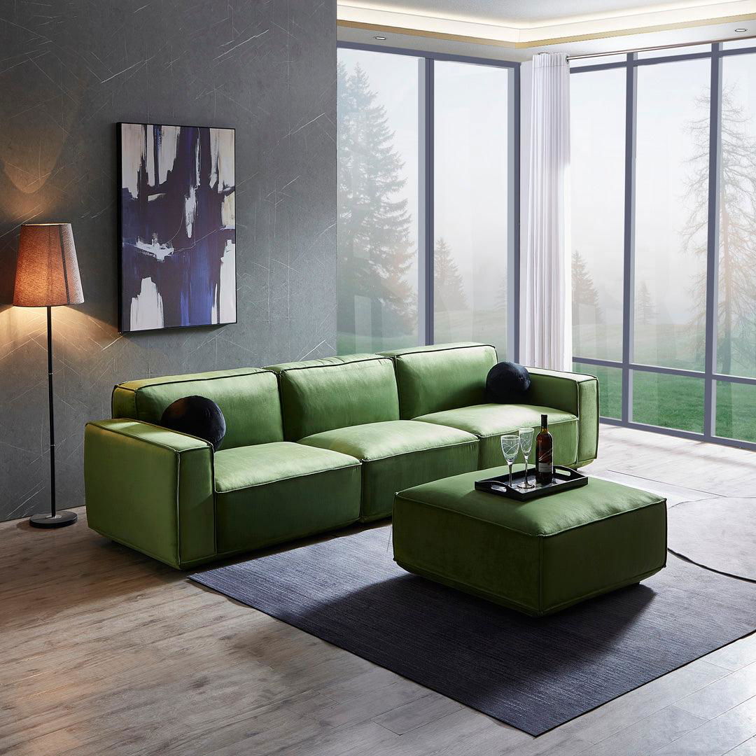 Tofu Modular Velvet Sofa - Olive Green BUBULAND HOME