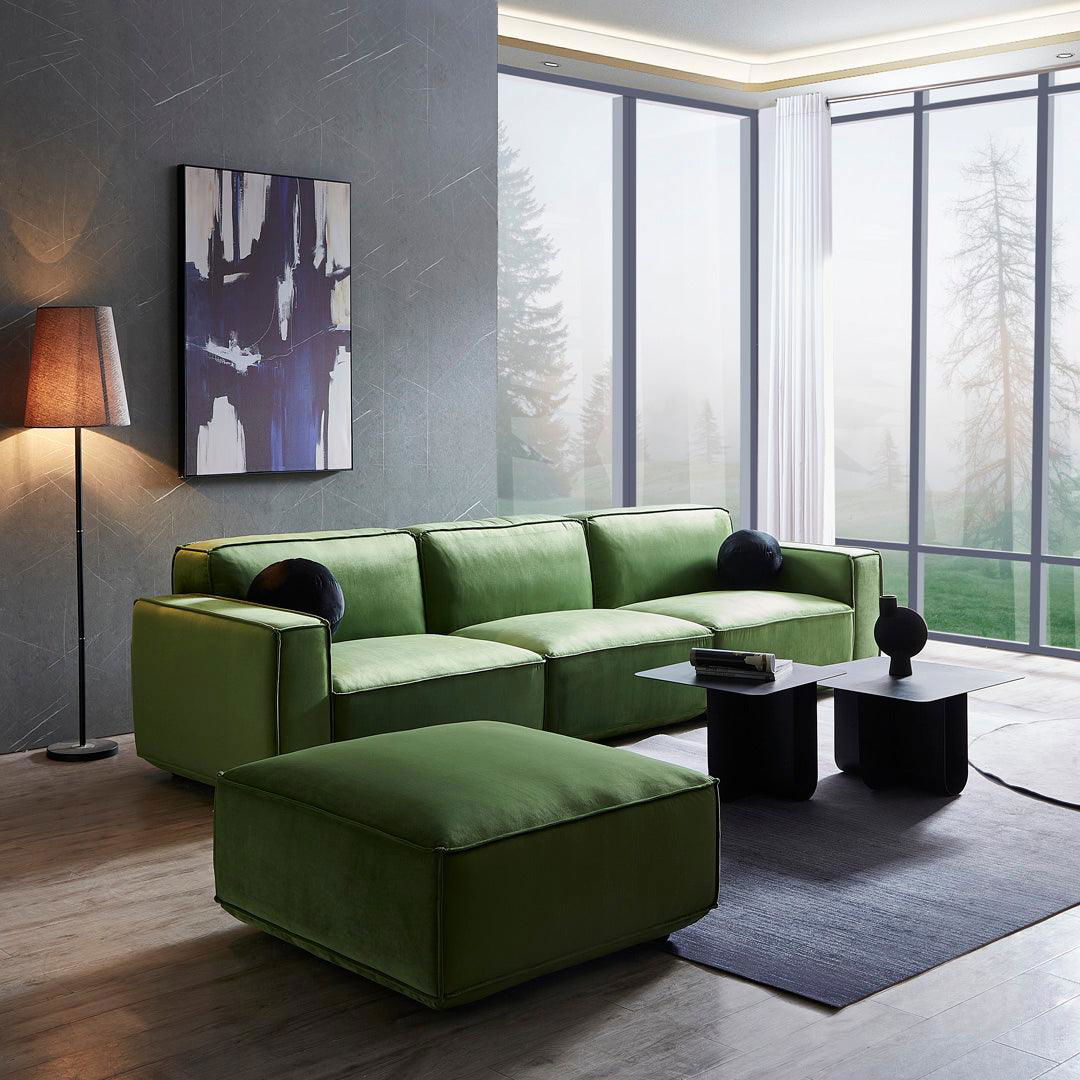 Tofu Modular Velvet Sofa - Olive Green BUBULAND HOME